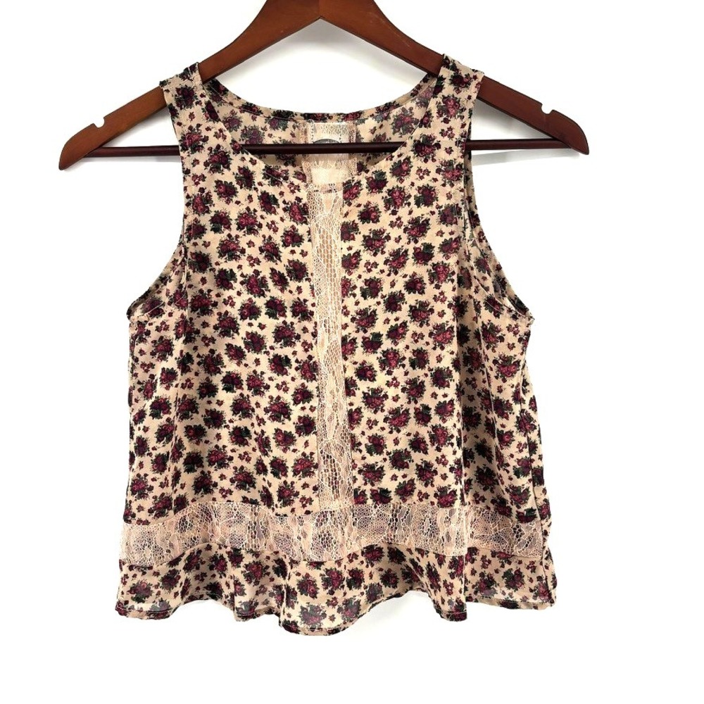 Ali Kris Vtg Y2K Floral Lace Swing Top Sz M Boho Cottagecore Coquette Romantic